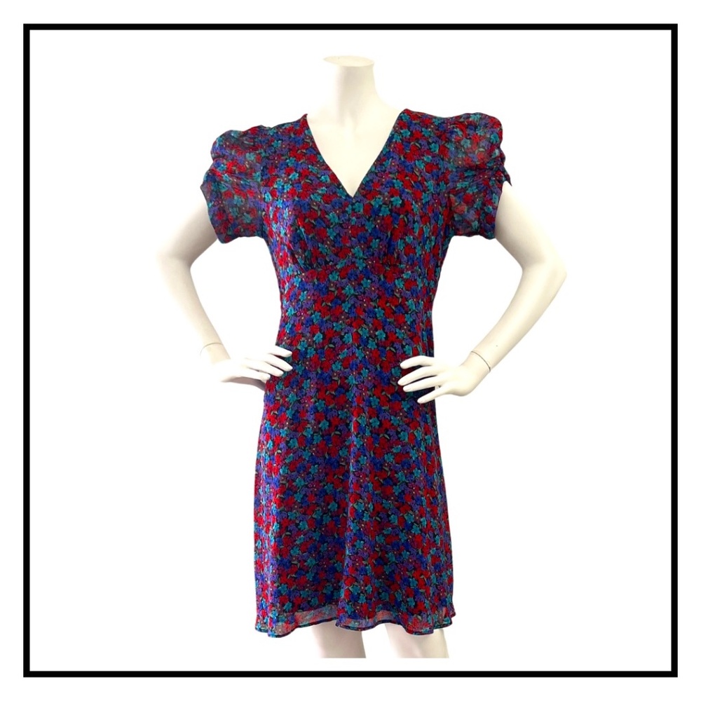 Calvin Klein Petite Floral Printed Puff-Sleeve Dress